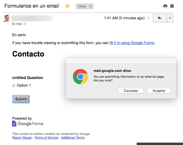 Embed Google forms in gmail